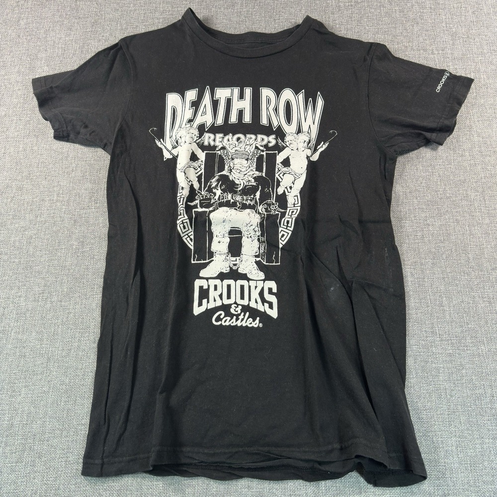 Crooks & Castles Death Row Records Shirt Mens S Black Graphic Tee Streetwear